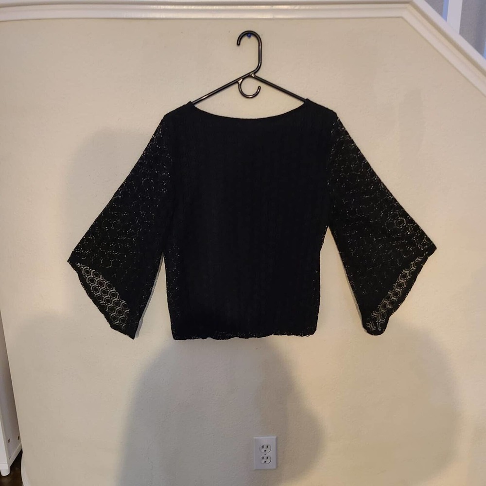 Alfani Black Boho Lace Women's Top Size M